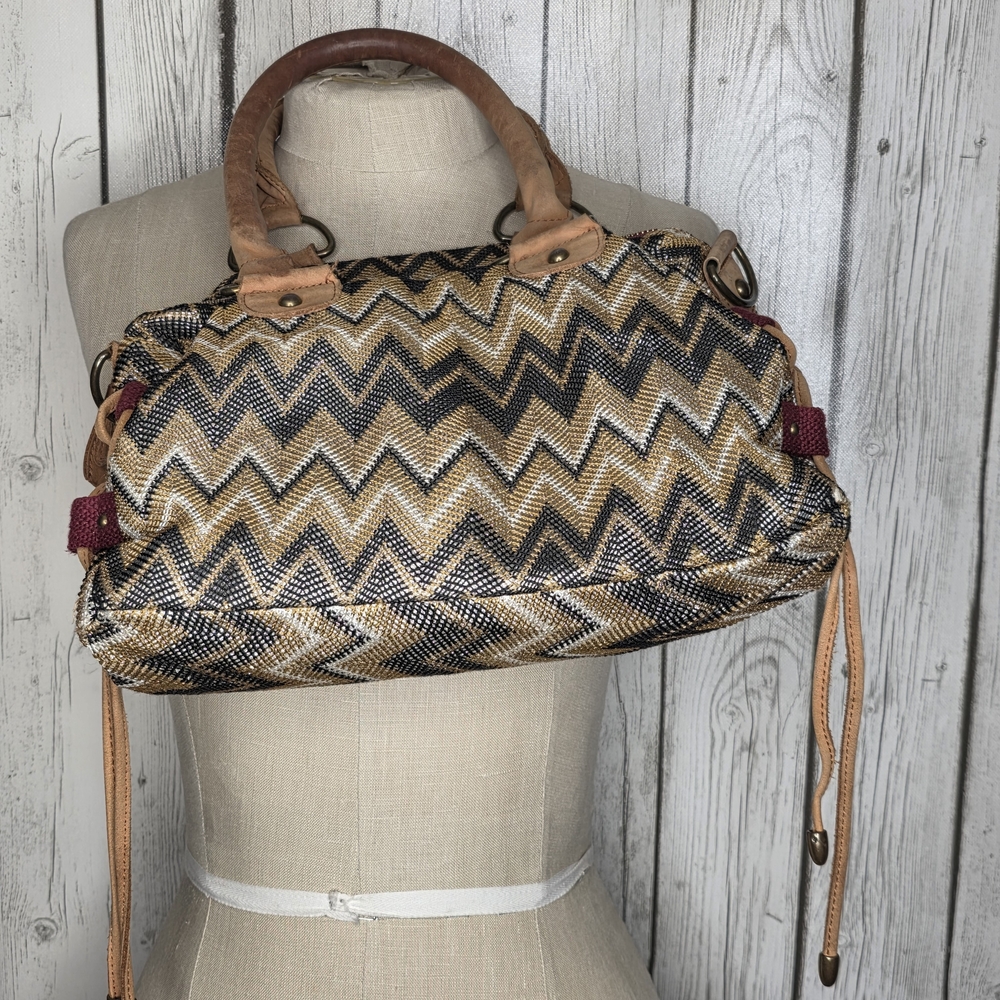 Miss Albright for Anthropologie Metallic Ikat Chevron Satchel